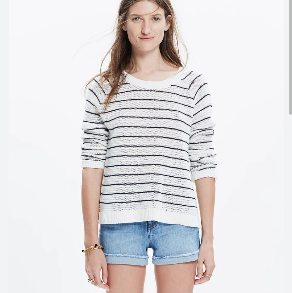 Madewell Dockline pullover Sweater in Marine Stripes Size S